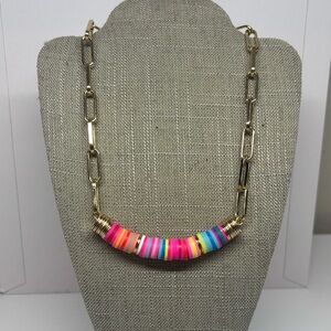 NWT Colorful Beaded Necklace with Gold Filled Chain
